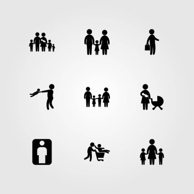 İnsanlar simge vektör ayarlayın. Aile, Bebek, çocuk ve bebek ile anne