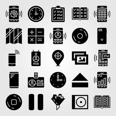 Temel simge vektör ayarlayın. Dur, kimlik kartı, kayıt ve resim