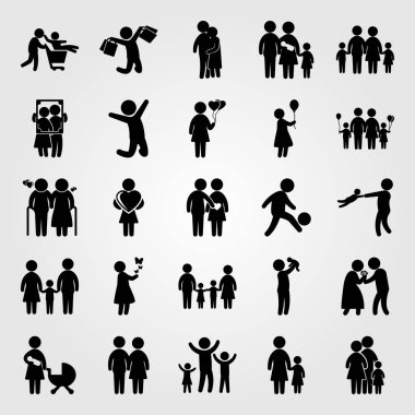 İnsanlar simge vektör ayarlayın. portre, kızı, oğlu ve ailesi