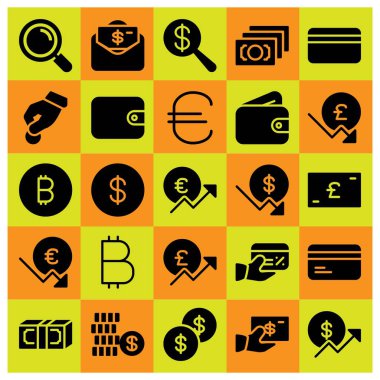 Para simge vektör ayarlayın. para, kredi kartı, dolar ve m-cüzdan