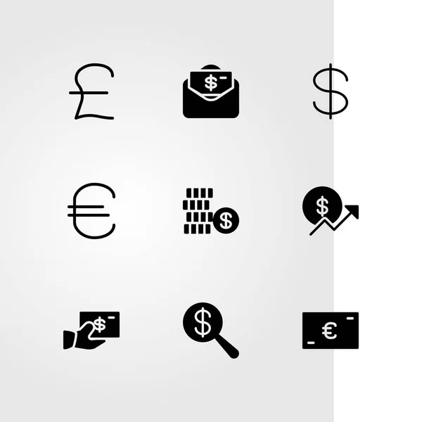 Sign vector icon set. фунт стерлингов, доллар, монета и деньги — стоковый вектор