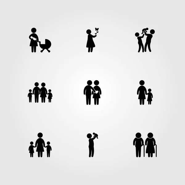 Vetor de conjunto de ícones humanos. bebê, filho, filhos e pai —  Vetores de Stock