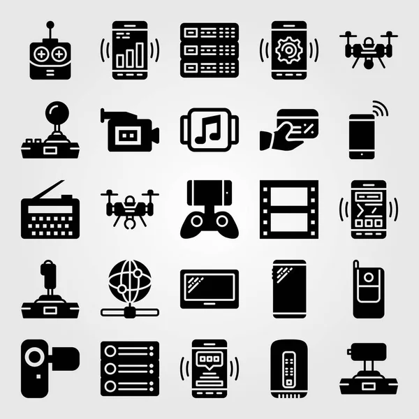 Teknoloji simge vektör ayarlayın. müzik çalar, telefon, tablet ve Uzaktan kumanda