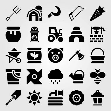 Bahçe simge vektör ayarlayın. Arı kovanı, Eh, güneş ve