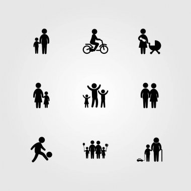 İnsanlar simge vektör ayarlayın. kadın, çocuk, çocuk ve çocuk