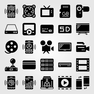 Teknoloji simge vektör ayarlayın. televizyon, tablet, camcoder ve tv