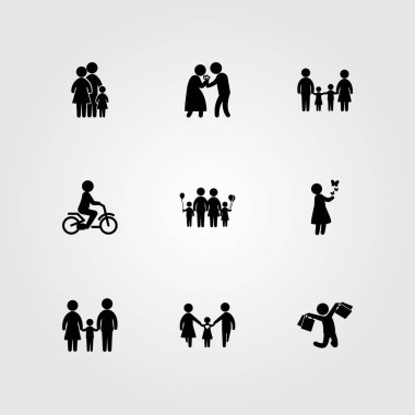 İnsanlar simge vektör ayarlayın. adam, anne, kadın ve baba