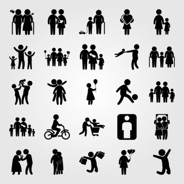 İnsanlar simge vektör ayarlayın. , çocuk, kadın ve yaşlı kadın çerçeve