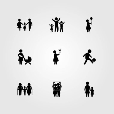 İnsanlar simge vektör ayarlayın. Aile, anne, çocuk ve oğlu