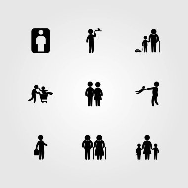 İnsanlar simge vektör ayarlayın. Aile, dedem, chield ve anne