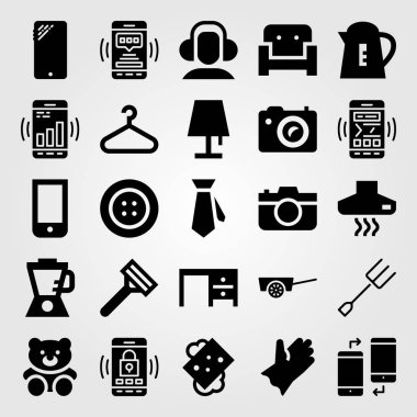 Alışveriş vektör Icon set. ayı, kanepe, lamba ve blender