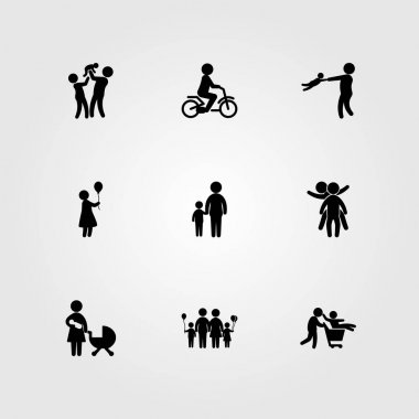 İnsanlar simge vektör ayarlayın. evlat, anne, anne ve çocuk