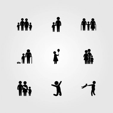 İnsanlar simge vektör ayarlayın. Aile, baba, Bebek ve çocuk