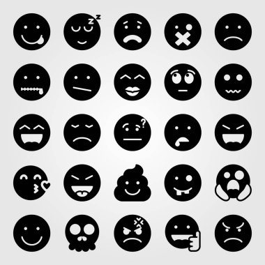 Duygular Icon set vektör. gülmek, dissapointment, Sevgililer günü ve gizli