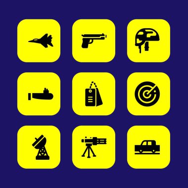 Askeri vektör Icon set. denizaltı, askeri Künye, anten ve Etiketler
