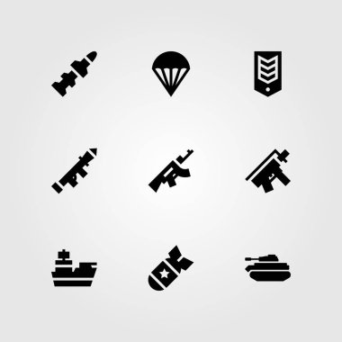 Silah vektör Icon set. kruvazör, tüfeği, tankı ve başlatıcısı