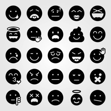 Duygular Icon set vektör. üzgün, Sevgililer günü, öpücük ve ağlıyor