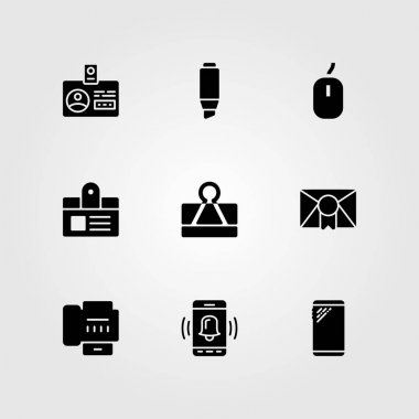 İş vektör Icon set. Ataç, yüksek çakmak, smartphone ve fare