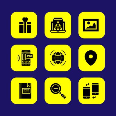 Temel vektör Icon set. kitap, yer tutucu, dizüstü bilgisayar ve resim