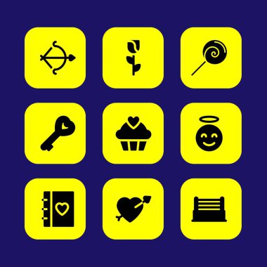 Sevgililer günü vektör Icon set. gündemi, gül, Sevgililer günü ve kalp seviyorum