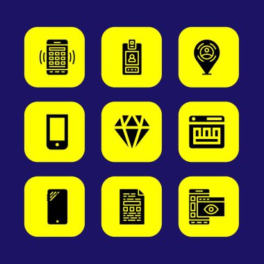 Temel vektör Icon set. dosya, yer tutucu, kimlik kartı ve akıllı telefon