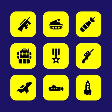 Silah vektör Icon set. Torpido, keskin nişancı, tank ve roket