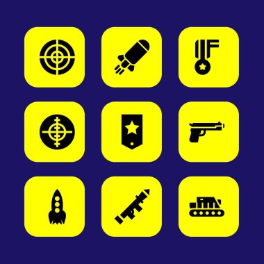 Silah vektör Icon set. Tank, madalya, amaç ve bomba