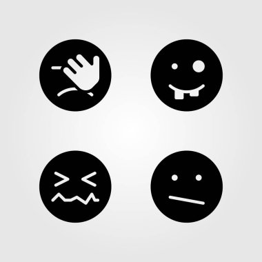 Duygular Icon set vektör. garip, çirkin, dissapointment ve gülümseme