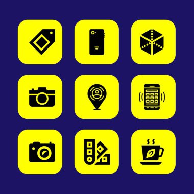 Web tasarım vektör Icon set. yer tutucu, pantone, küp ve akıllı telefon