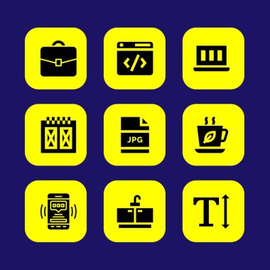 Web tasarım vektör Icon set. jpg, dokunma, tarayıcı ve metin yüksekliği