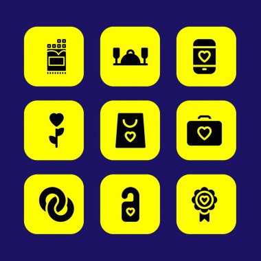 Sevgililer günü vektör Icon set. Sevgililer günü, nişan, sevgi ve aşk davası