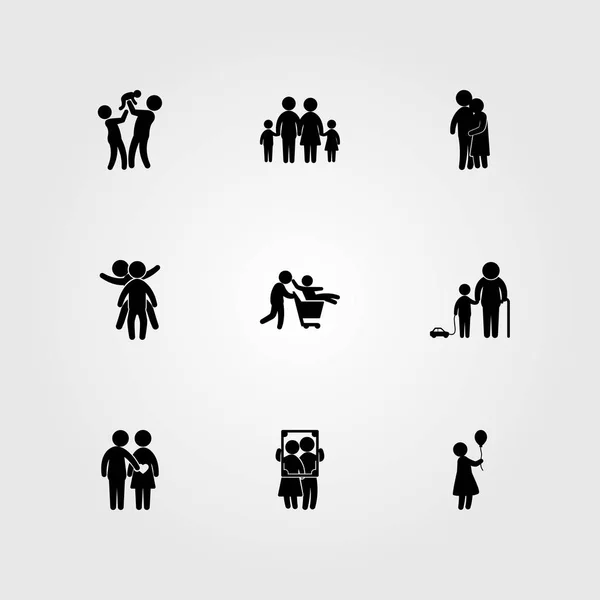 Οι άνθρωποι εικονίδιο που διάνυσμα. μαμά, ζευγάρι, κορίτσι και γυναίκα με ballon — Διανυσματικό Αρχείο