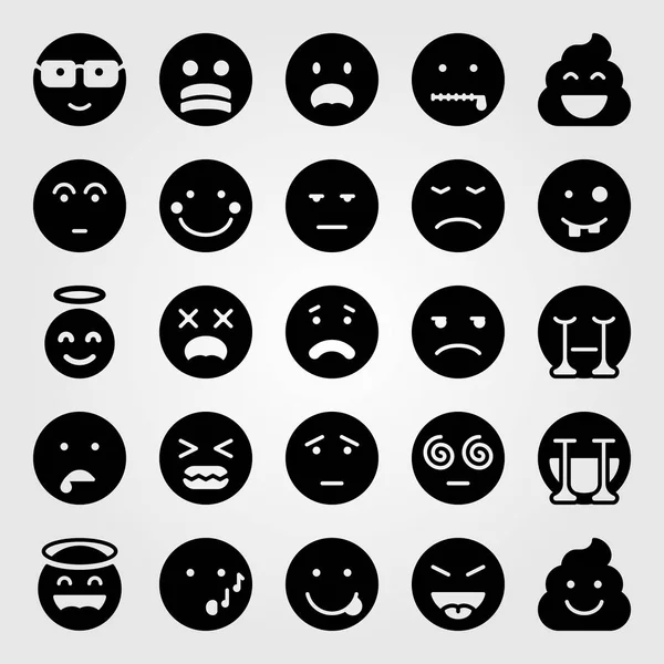 Emociones vector icono conjunto. llorando, asustado, aburrido y preguntándose — Archivo Imágenes Vectoriales