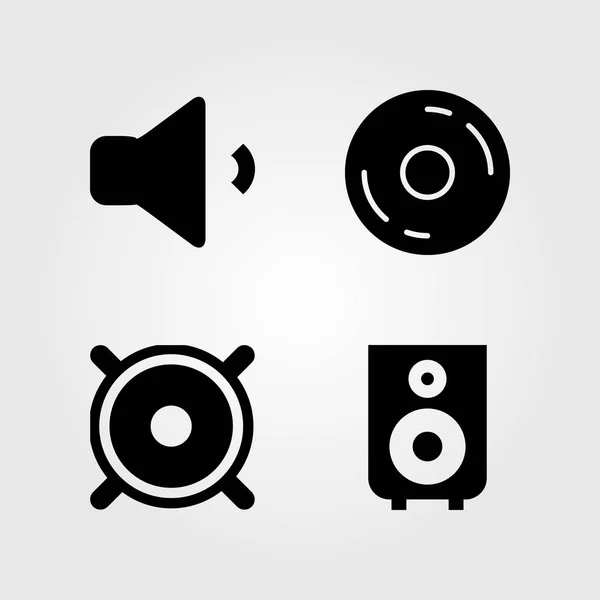 Botones iconos establecidos. Registro de ilustración vectorial, botón, volumen y altavoz — Vector de stock