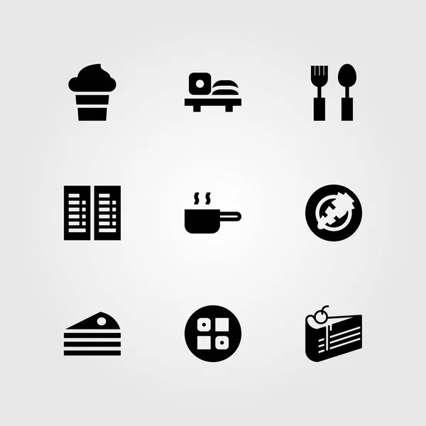 Restaurace vektor sadu ikon. Pie, hračka, mrkev a dort — Stockový vektor