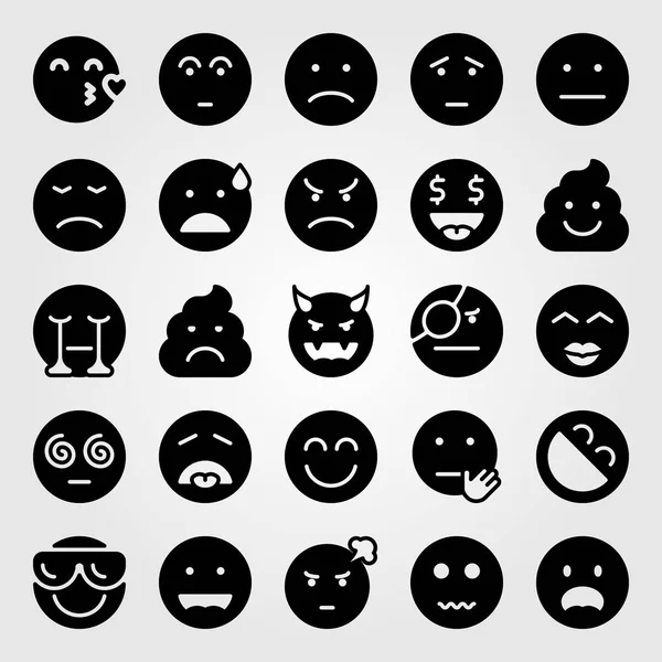 Emociones vector icono conjunto. parar, pirata, riendo y enojado — Archivo Imágenes Vectoriales