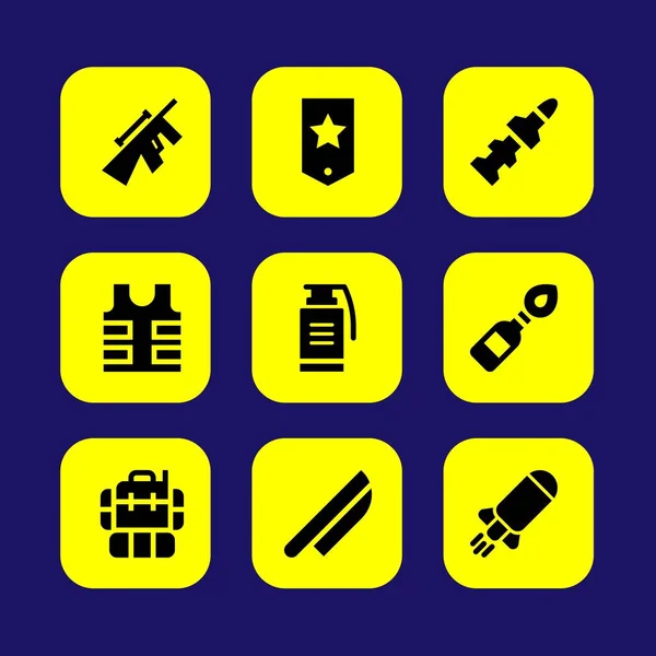 Zbraň vektor sadu ikon. Odstřelovač, granát, bomb a raket — Stockový vektor