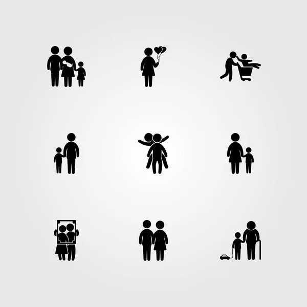 Humans icon set vector. couple, girl, baby and mother — Stock Vector