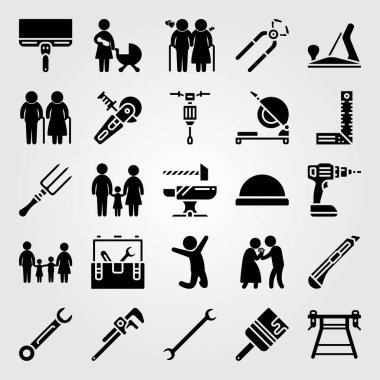 Araçlar simgesi vektör ayarlayın. Çift, örs, beyinameliyatı ve anne