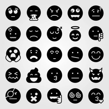 Duygular Icon set vektör. melek, şeytan, garip ve dissapointment