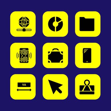 Web tasarım vektör Icon set. Web, pasta grafik, ataş ve internet