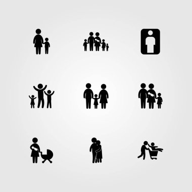 İnsanlar simge vektör ayarlayın. adam, sarılma, Bebek ve sarılma insanlar