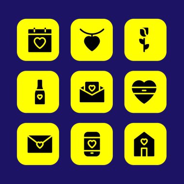 Sevgililer günü vektör Icon set. tr posta, eve sevgi, aşk mektubu ve love tarihi
