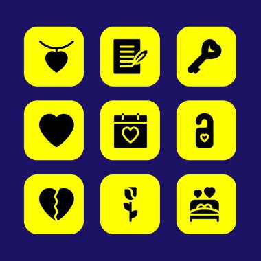 Sevgililer günü vektör Icon set. Sevgililer günü, kalp, sevgi ve kırık kalp