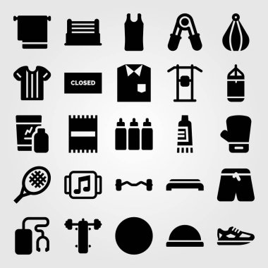 Fitness vektör Icon set. adım, top, engellemek ve kapalı