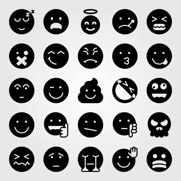 Duygular Icon set vektör. korkuyor, ağlama, hasta ve garip