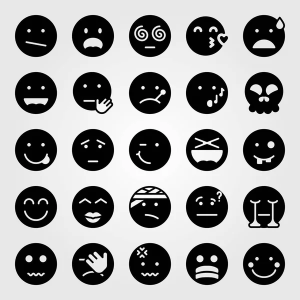 Emociones vector icono conjunto. hipnotizado, conmocionado, cráneo y llorando — Archivo Imágenes Vectoriales