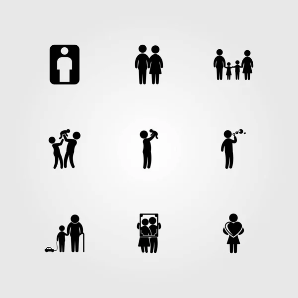 Menschen Icon Set Vektor. Mann, Vater, Liebe und Familie — Stockvektor