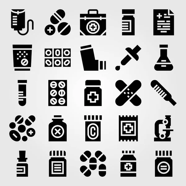 Medische vector icon set. GIF, hulp, pipet en band steun — Stockvector