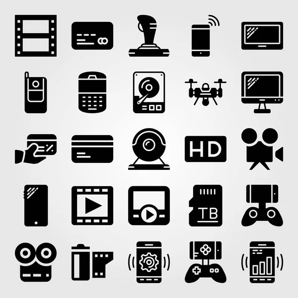 Technology icon set vector. phone, hhd, credit card and cellphone — Stock Vector